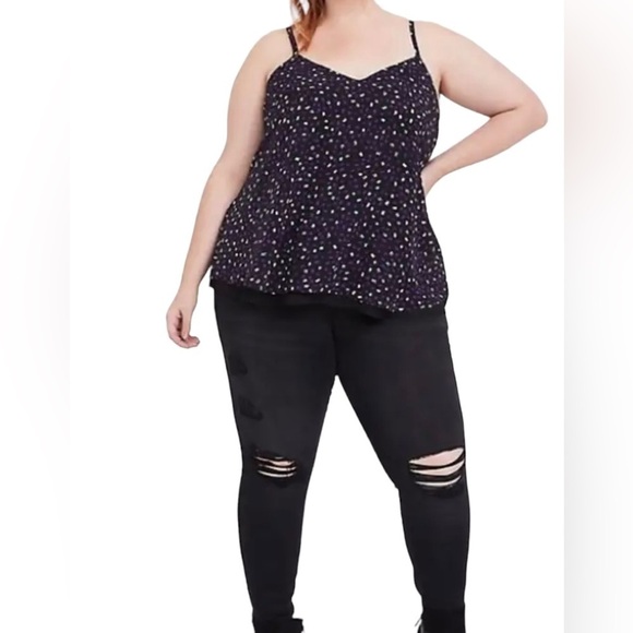 TORRID Sophie Chiffon Double Layer Swing Cami Black Purple Women's Plus Size 1 - Picture 2 of 16